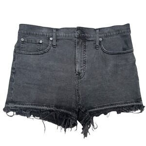 Madewell Denim Shorts‎ Womens Size 31 Black Wash Frayed Hem Casual